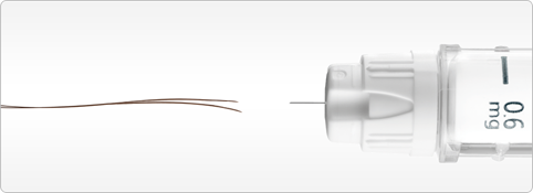 NovoFine® Plus needle next to 2 human hairs