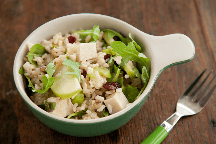 Brown Rice and Smoked Turkey Salad Recipe with Apples, Walnuts, and Mint