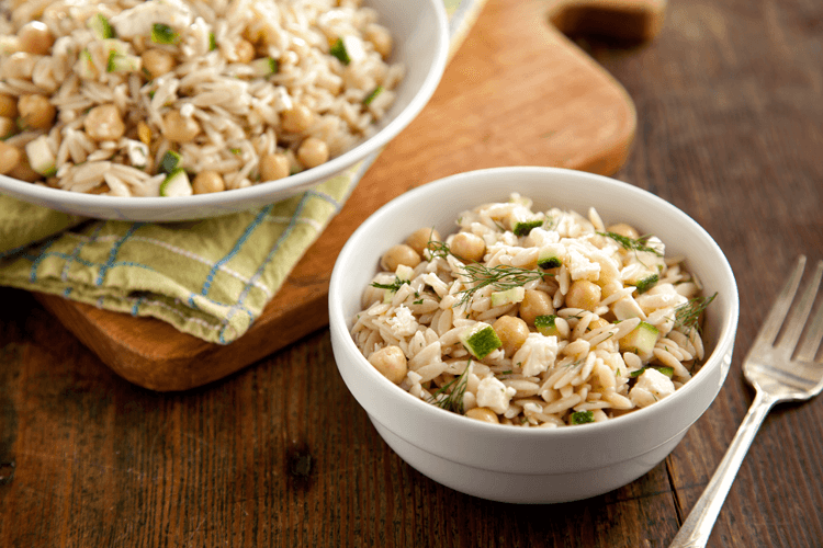 Orzo Salad with Chickpeas, Feta, Lemon, and Dill Recipe