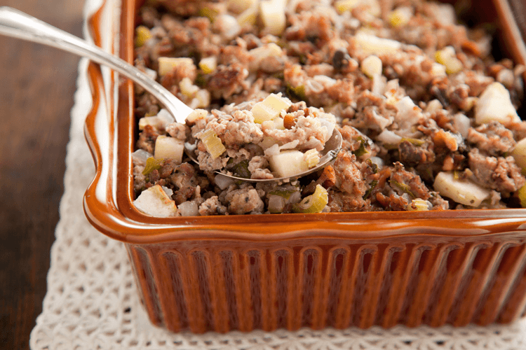 Southern-Style Sausage Stuffing Recipe with Apples and Walnuts